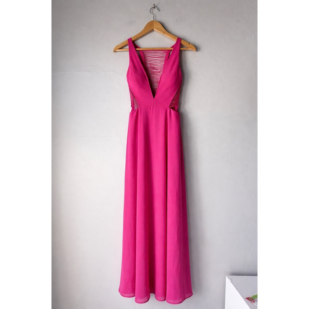 Marciano Arissa Pink V-Neck Caged Back Gown Size 8 - Picture 2 of 7
